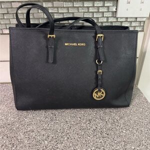 Michael Kors Black Tote with Gold Details